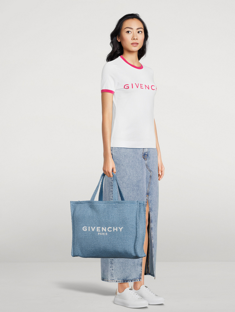 Medium G Tote Raffia Bag