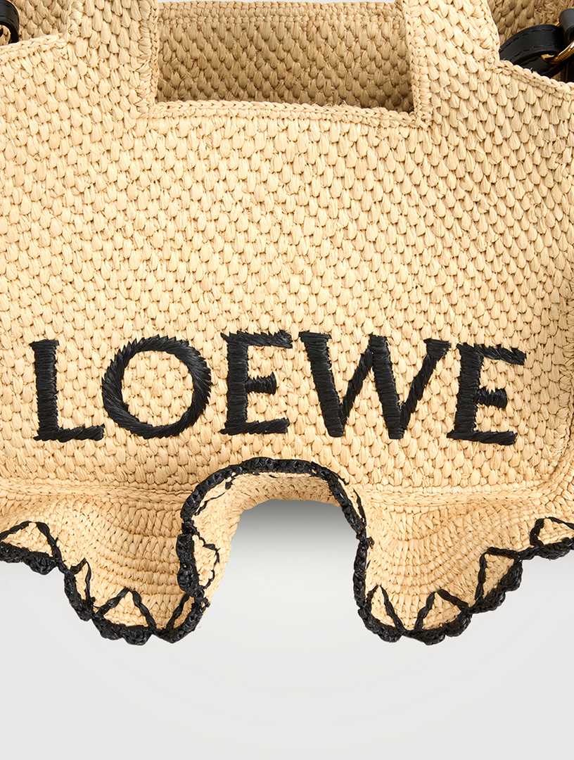 LOEWE Loewe x Paula's Ibiza Small Font Ruffled Raffia Tote