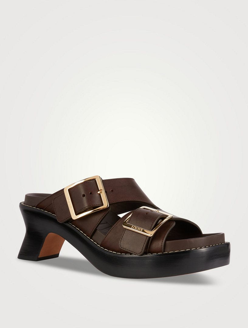 Ease Leather Heeled Slide Sandals