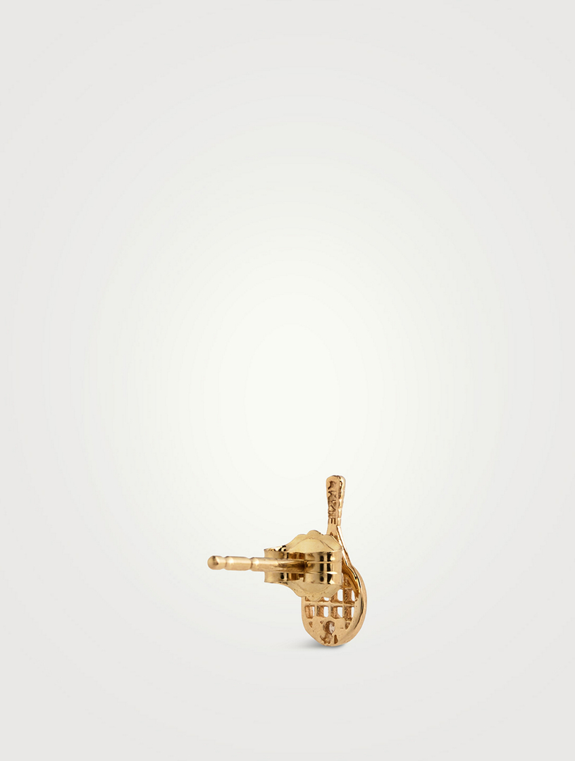 Love Letter Kelly 14K Gold Tennis Racket Stud Earring With Diamond