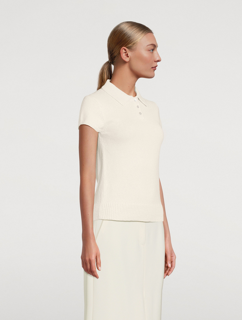 Cotton-Wool Bouclé Polo Shirt