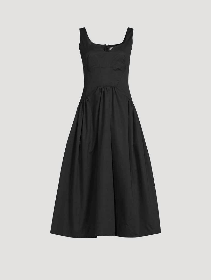 Gathered Poplin Midi Dress