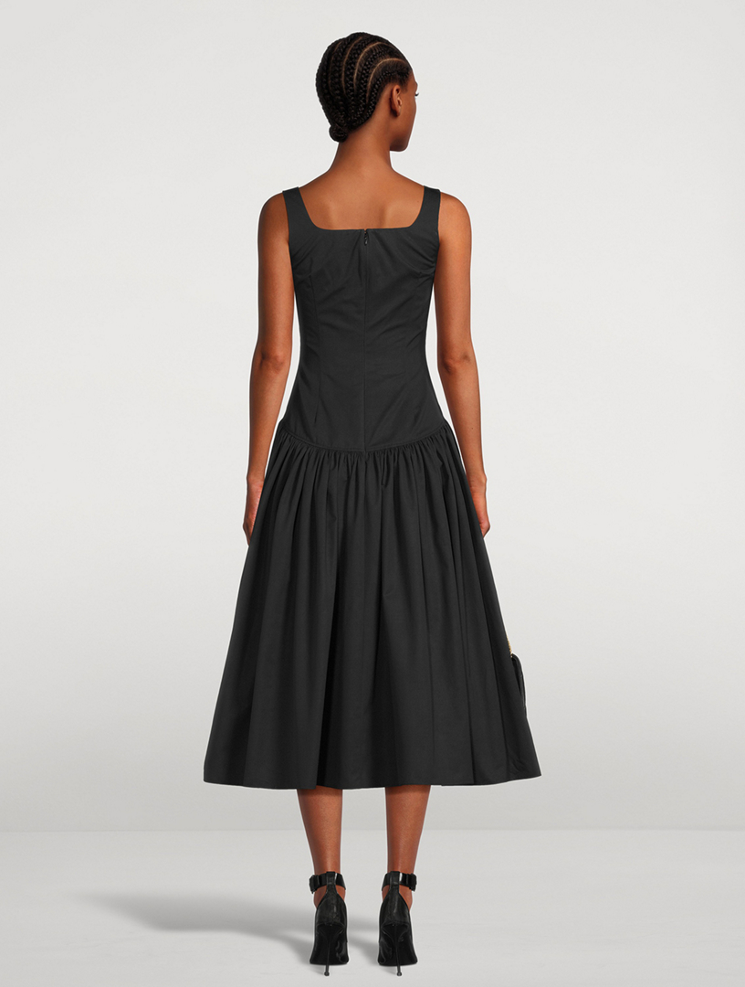 Gathered Poplin Midi Dress