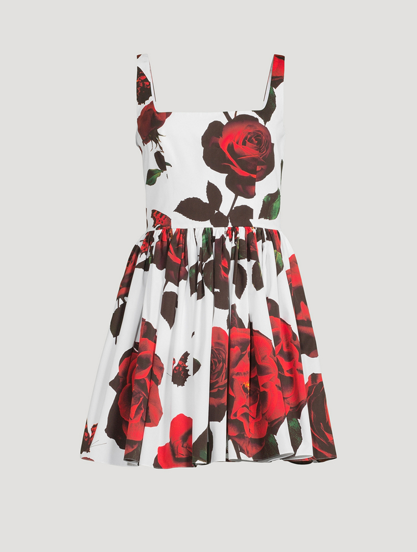 Poplin Mini Dress Tudor Rose Print
