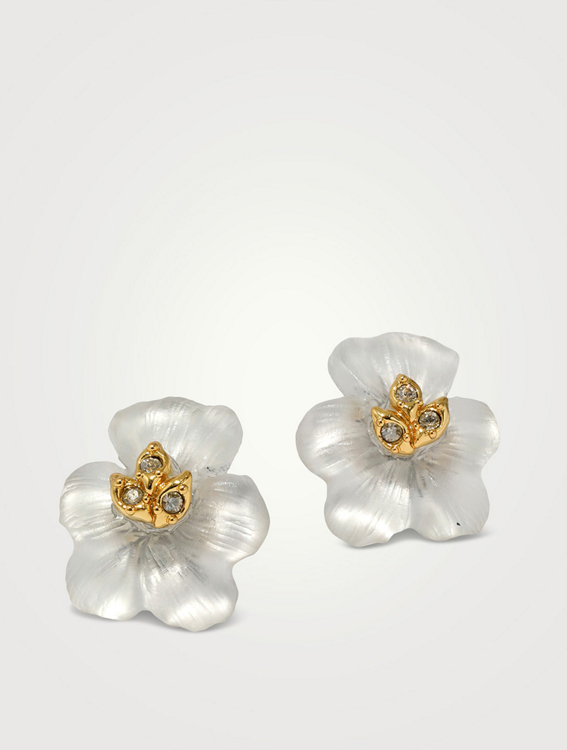 Night Pansy Lucite Stud Earrings