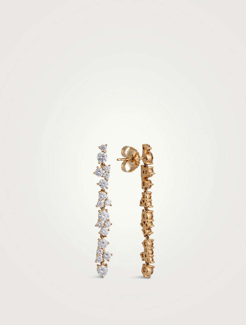 14K Gold Linear Earrings With Diamonds