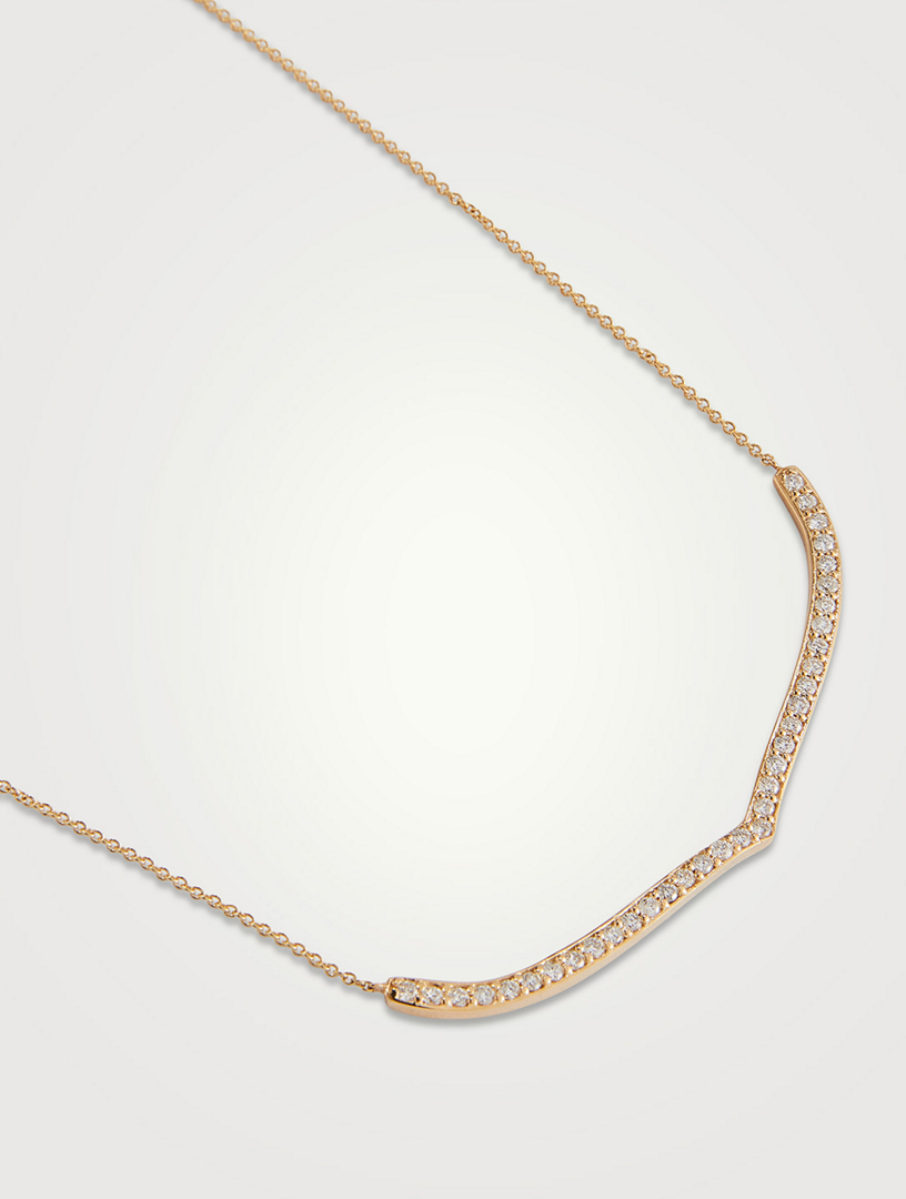 Large 14K Gold Moroccan Necklace With Diamonds