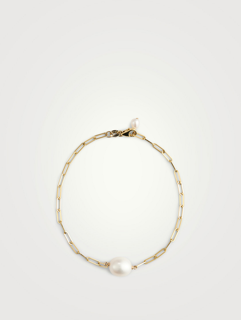 POPPY FINCH 14K Gold Paperclip Pearl Bracelet Holt Renfrew