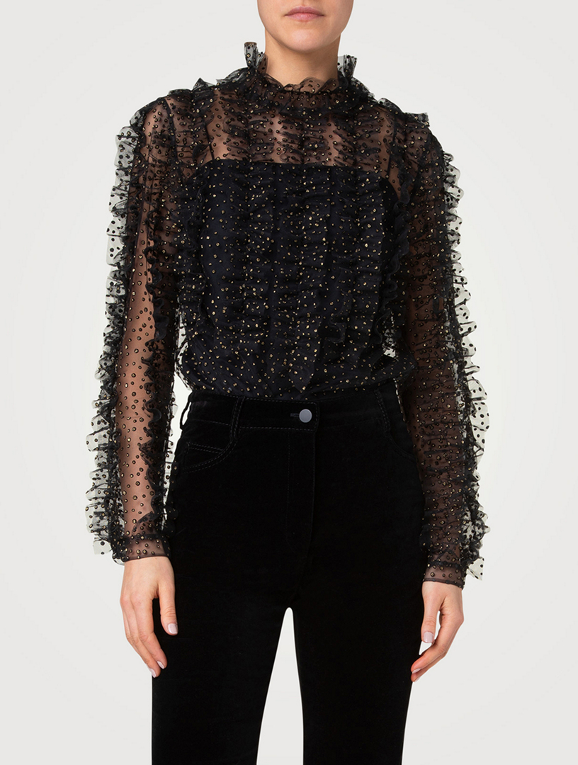 Ruffled Tulle Blouse