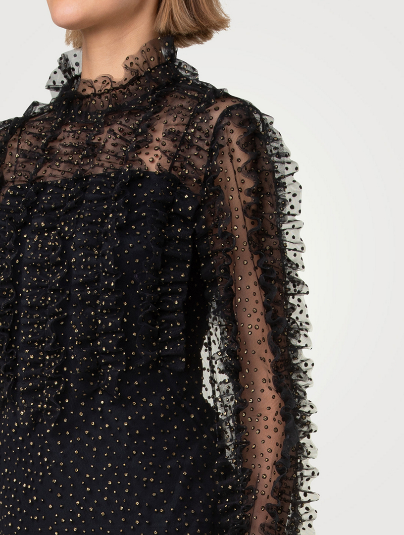 Ruffled Tulle Blouse