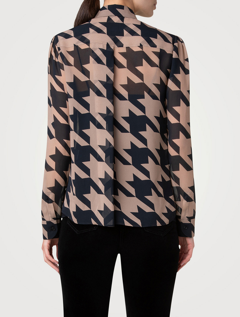 Georgette Shirt Houndstooth Print