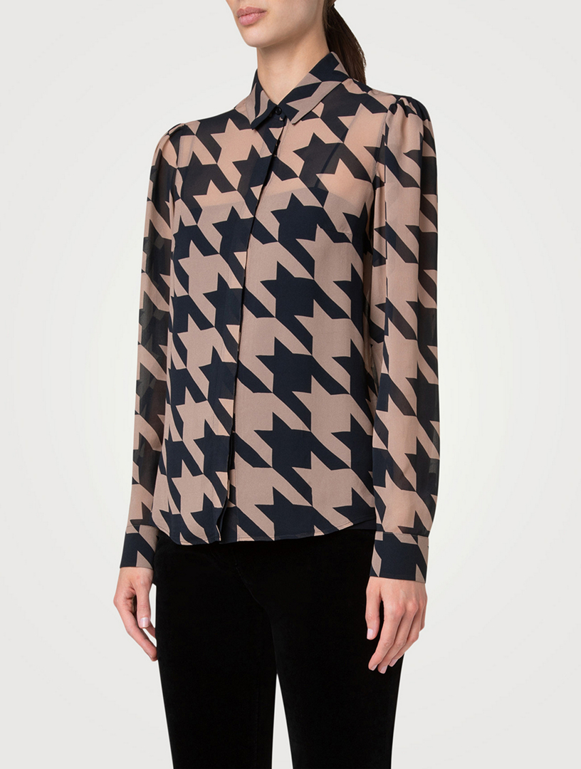 Georgette Shirt Houndstooth Print
