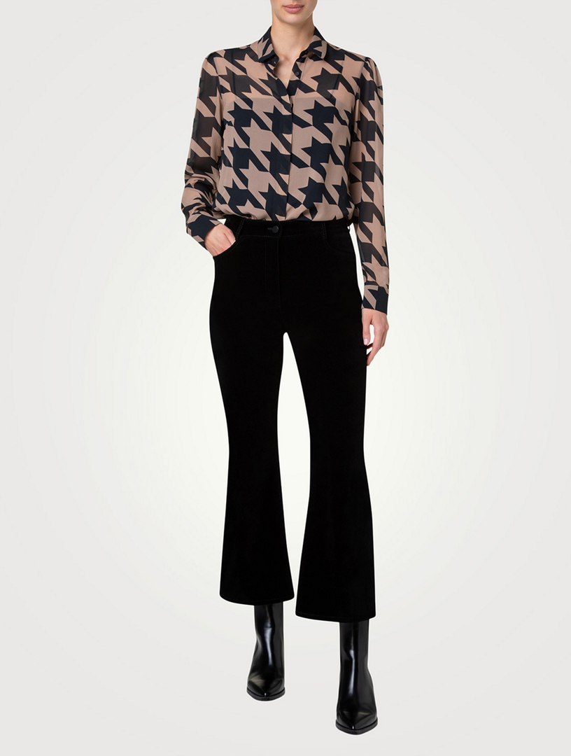 Georgette Shirt Houndstooth Print