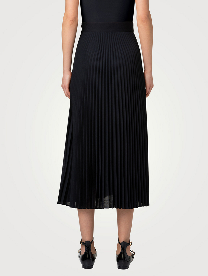Mixed-Media Pleated Midi Skirt