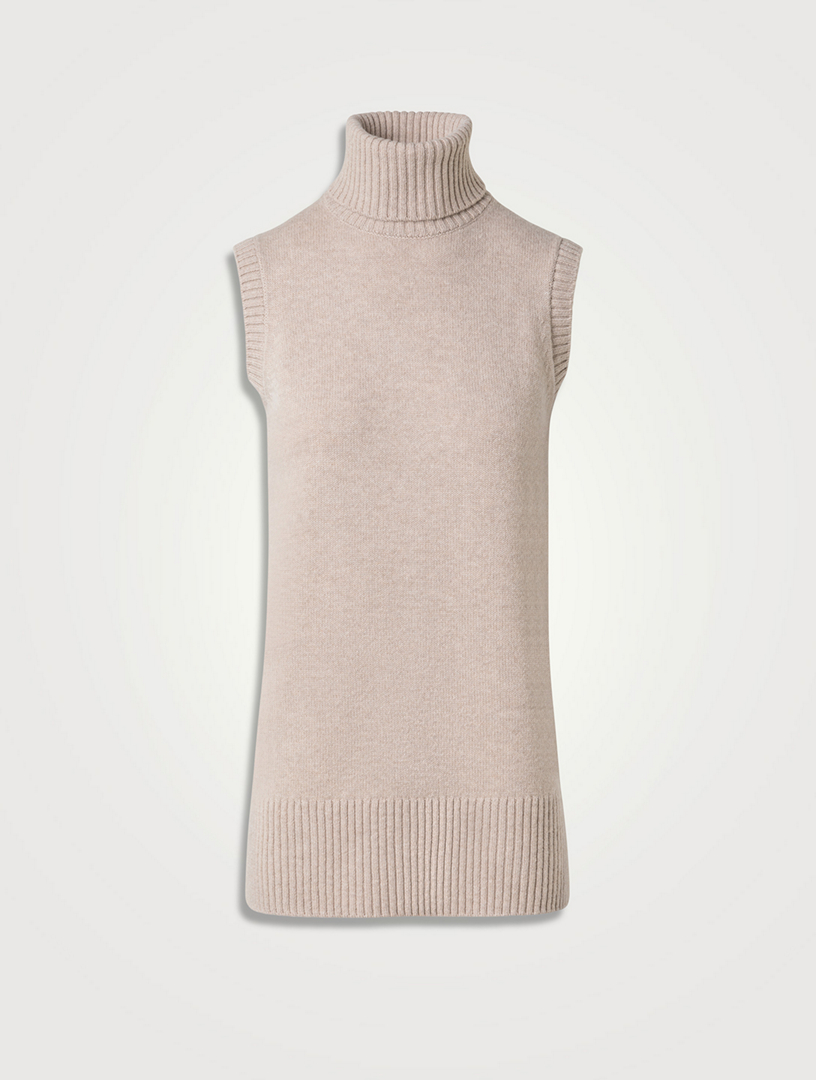 Sleeveless Wool Cashmere Turtleneck Sweater
