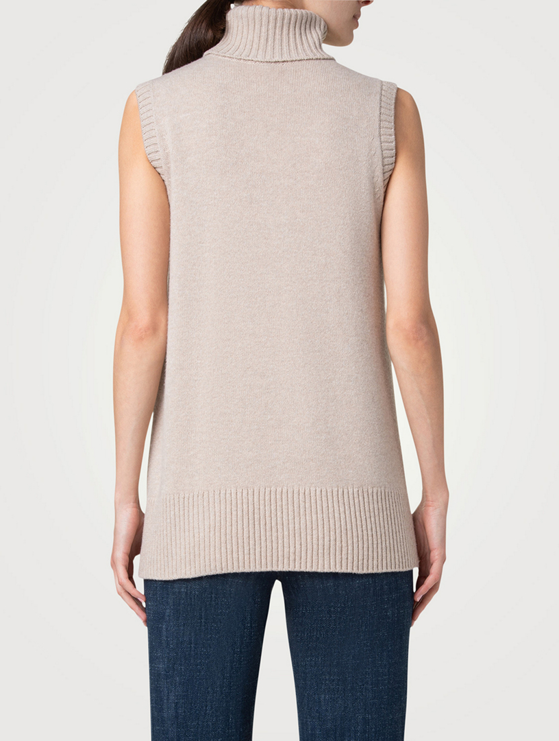 Sleeveless Wool Cashmere Turtleneck Sweater