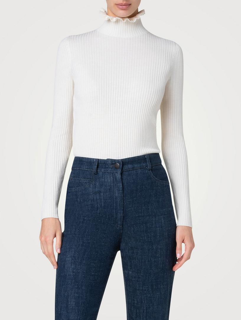Ruffled Merino Wool Sweater