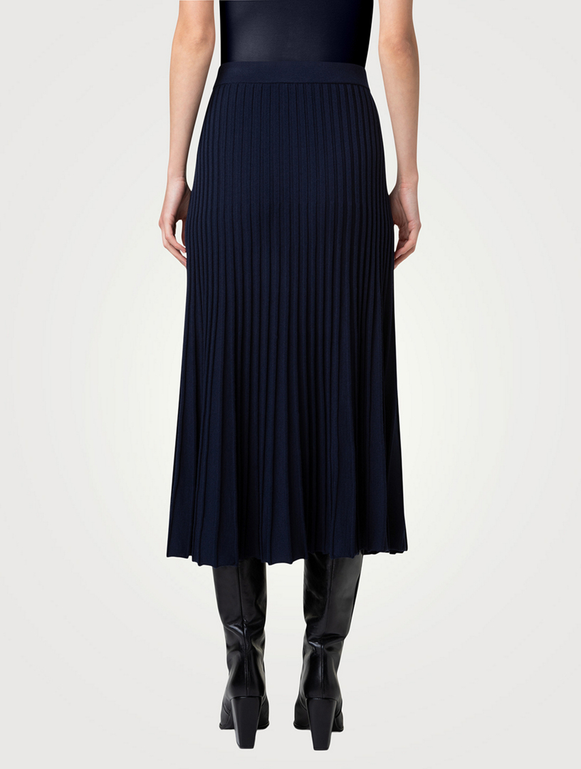 Pleated Wool Midi Skirt