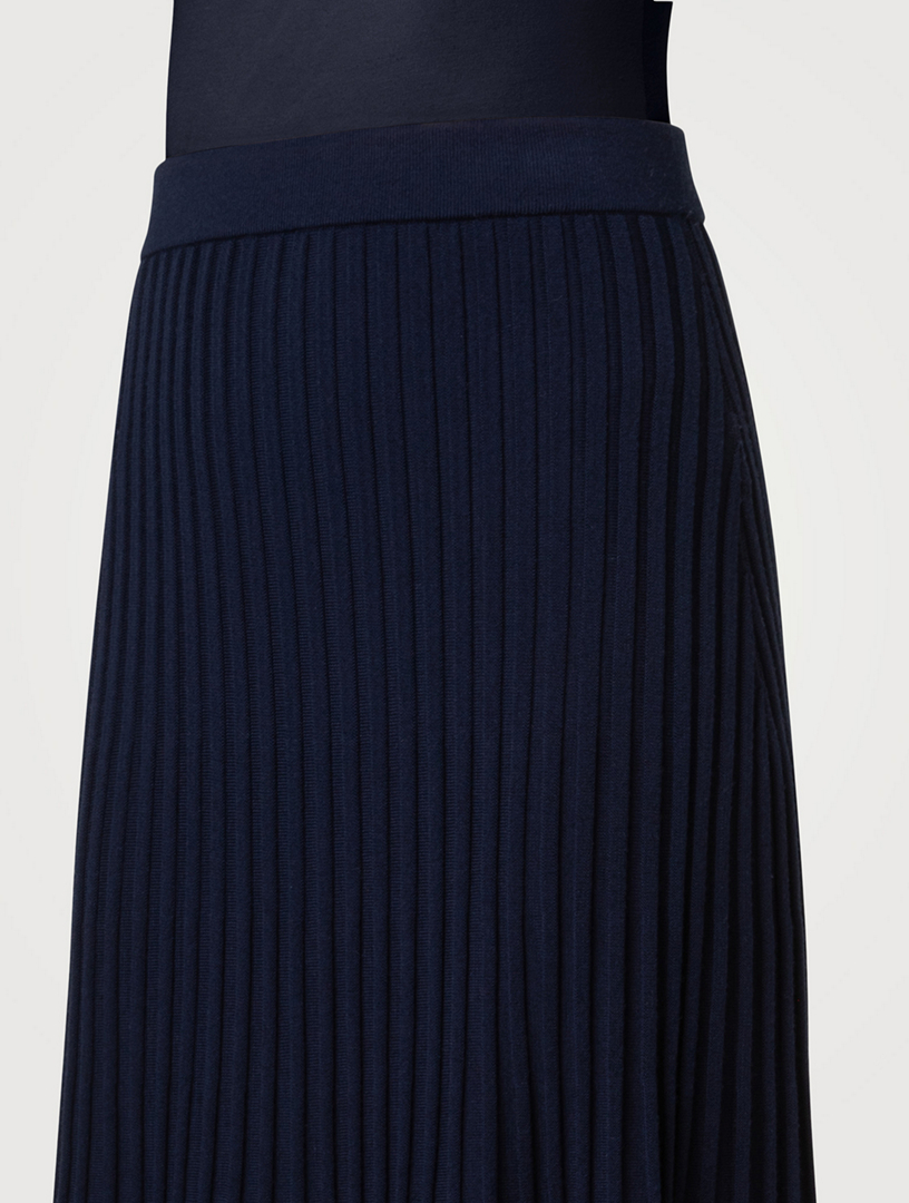 Pleated Wool Midi Skirt