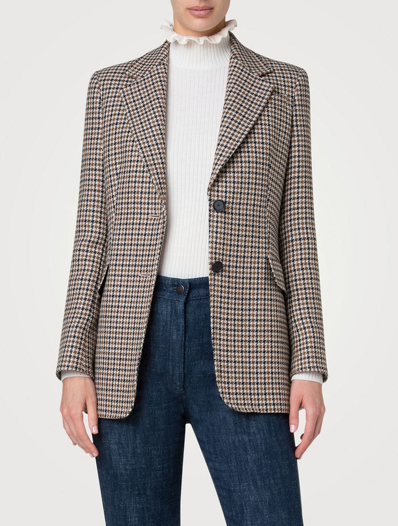 Houndstooth Wool Blazer