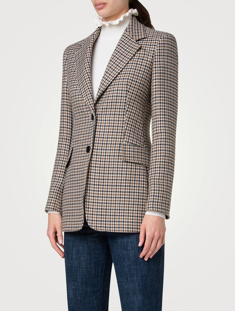 Houndstooth Wool Blazer