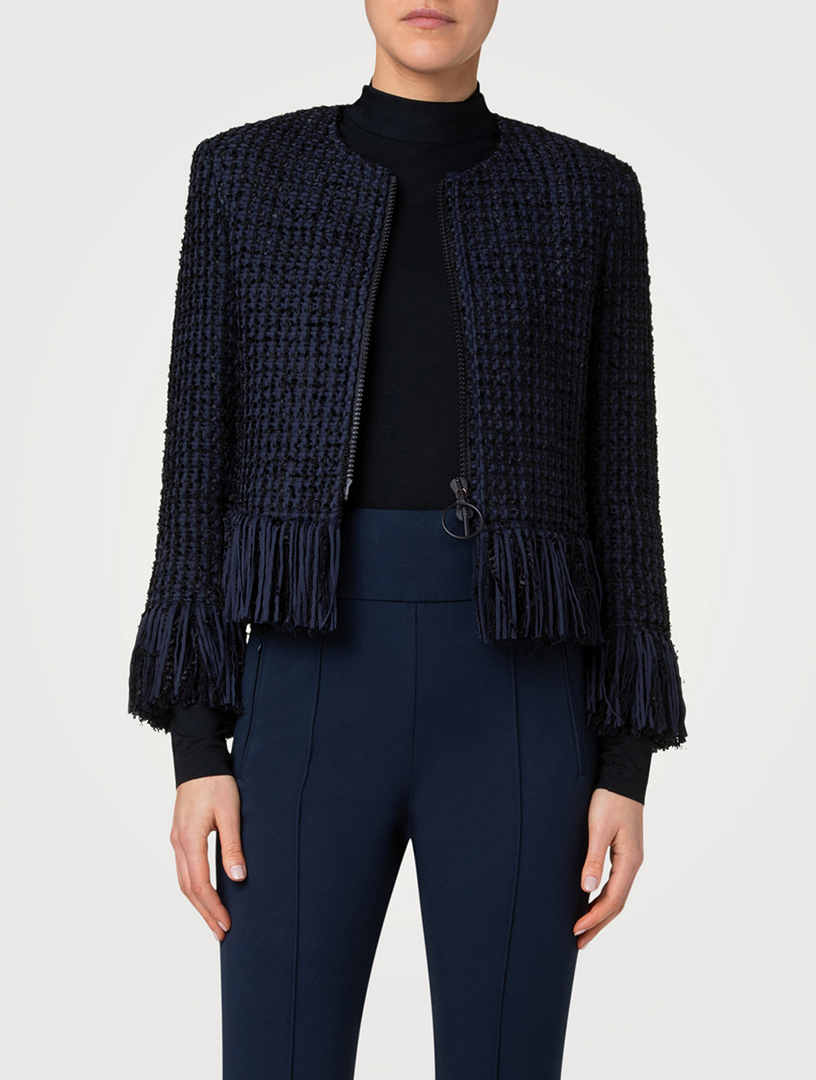 Fringe-Trimmed Tweed Jacket