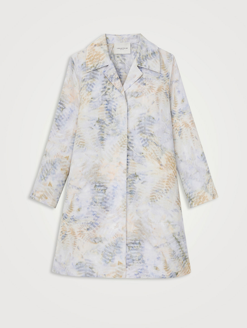 Linen-Blend Coat Eco Fern Print