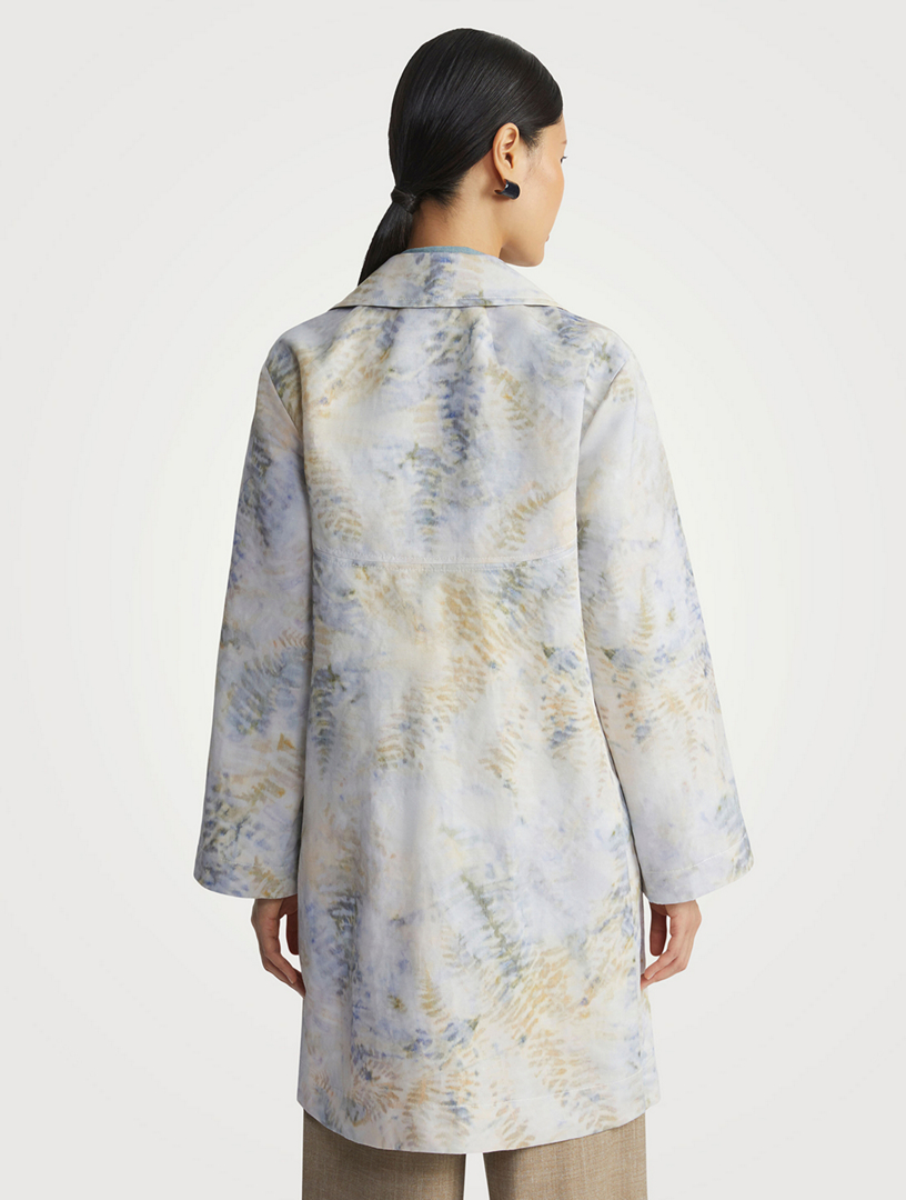 Linen-Blend Coat Eco Fern Print