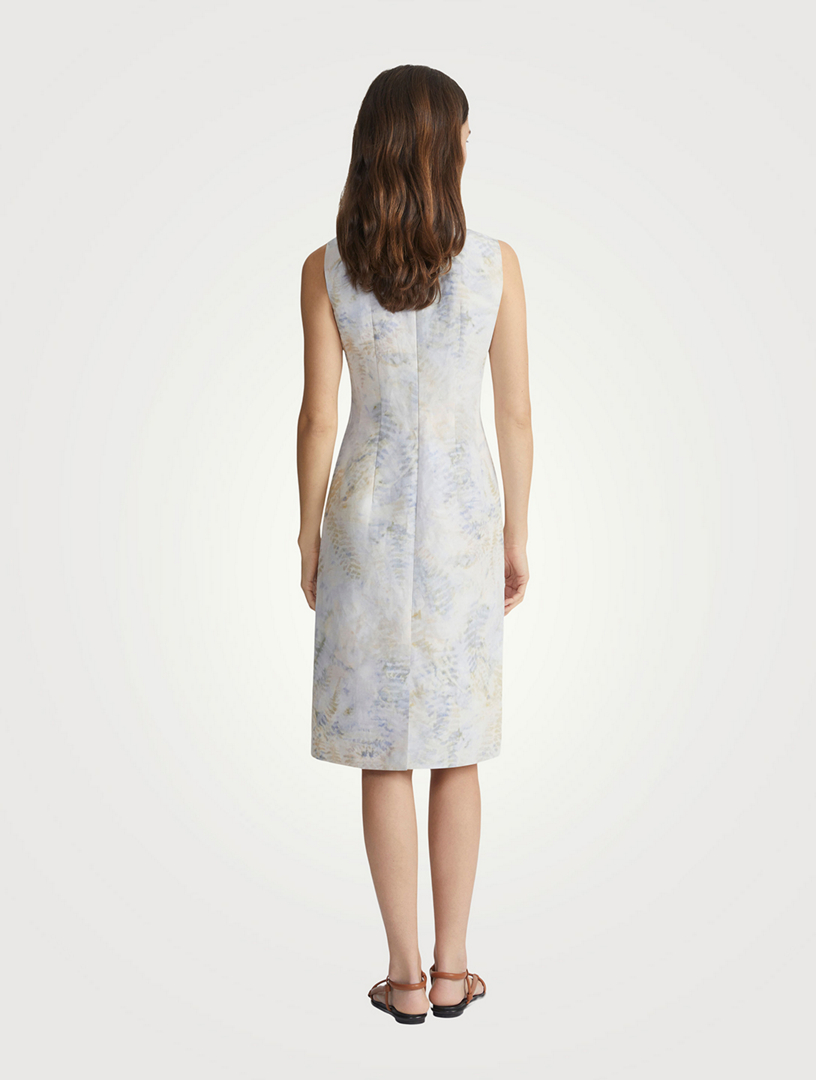 Harpson Linen-Blend Sheath Dress Eco Fern Print