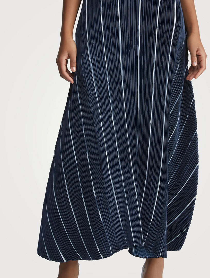 Plissé Maxi Dress Stripe Print