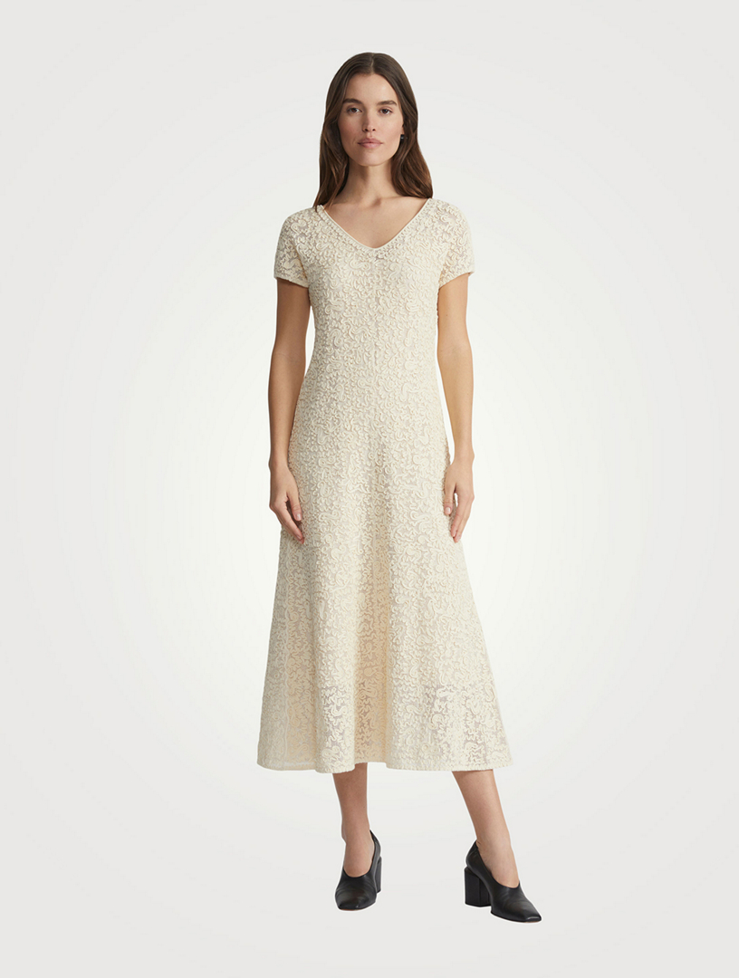 Soutache-Embroidered Midi Dress