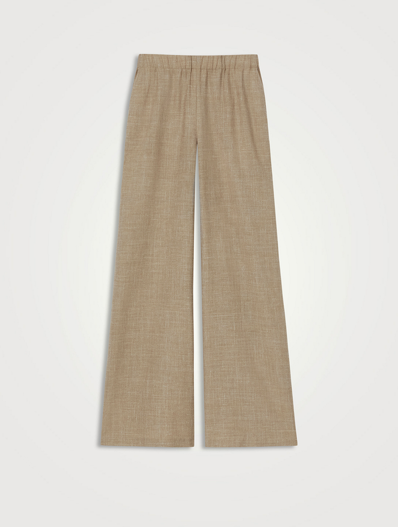 Riverside Tropical Wool Wide-Leg Trousers