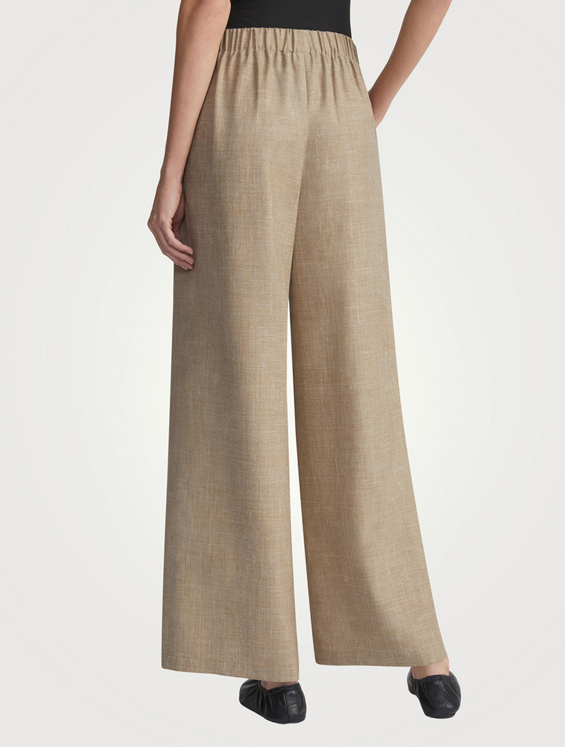 Riverside Tropical Wool Wide-Leg Trousers