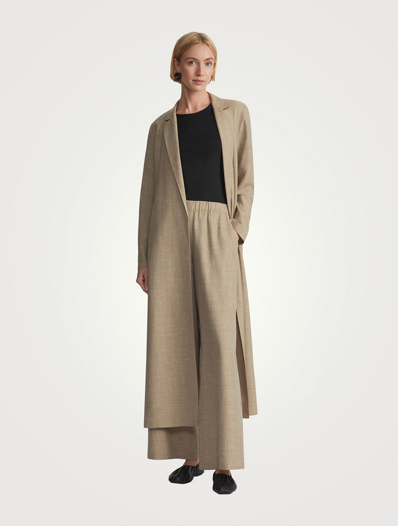 Riverside Tropical Wool Wide-Leg Trousers