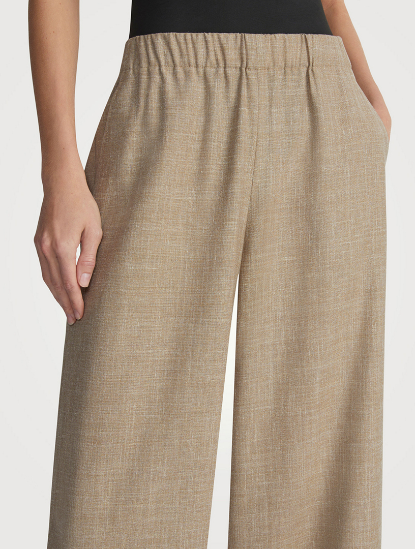 Riverside Tropical Wool Wide-Leg Trousers