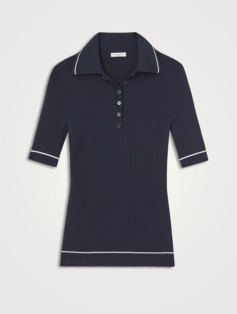 Rib-Knit Polo Shirt