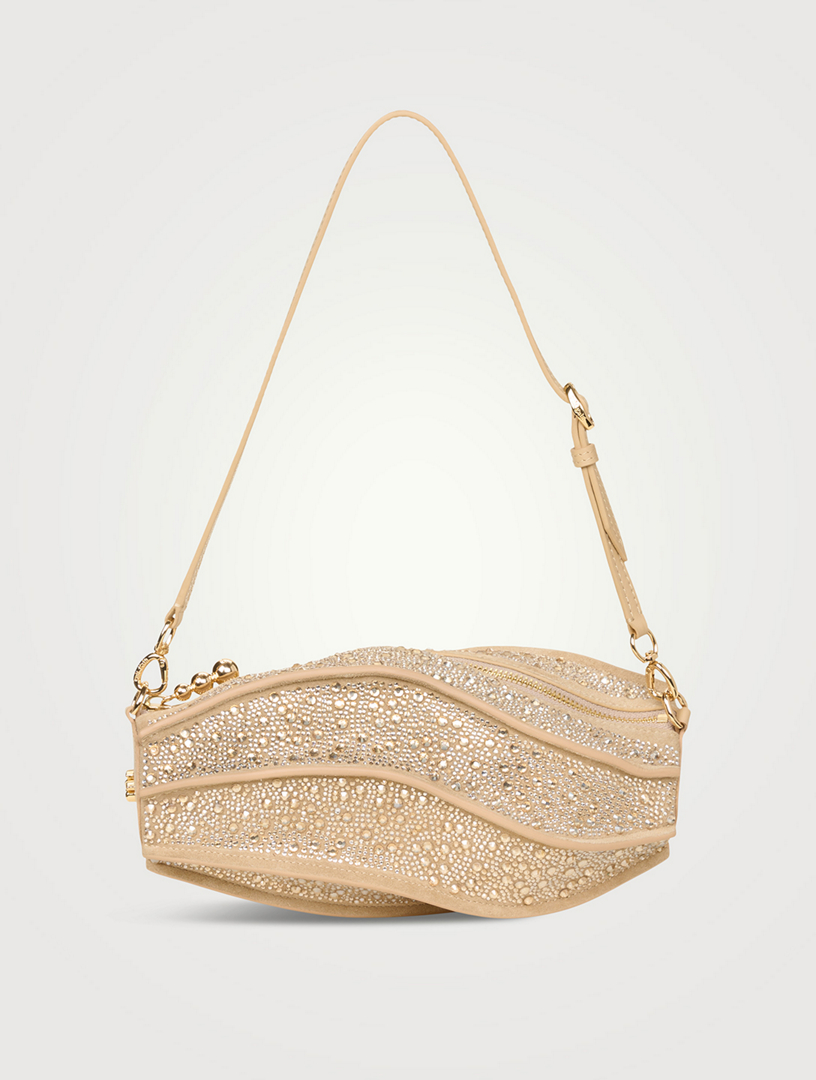 Myrna Crystal Leather Clutch