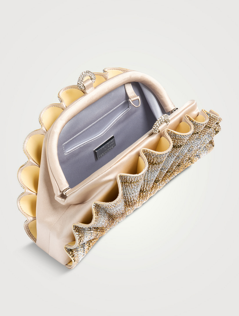 Origami Fan Crystal Clutch
