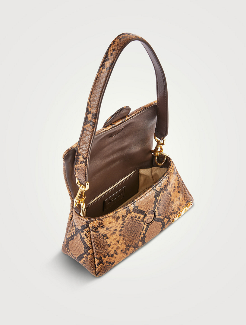 Le Petit Bambimou Padded Snakeskin-Embossed Leather Shoulder Bag