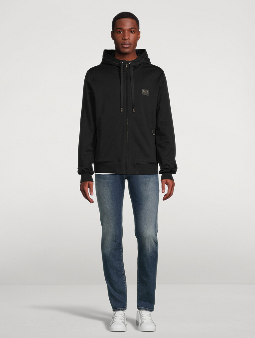 Cotton Jersey Zip-Up Hoodie