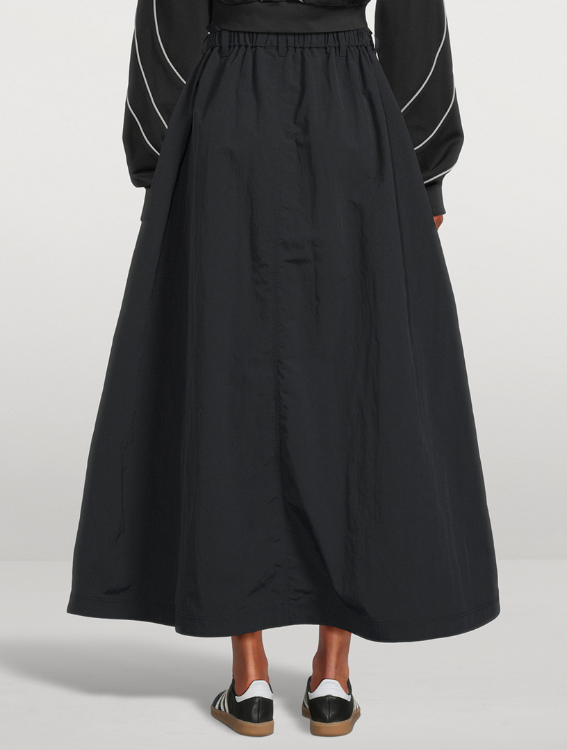 Crinkle Nylon Midi Skirt