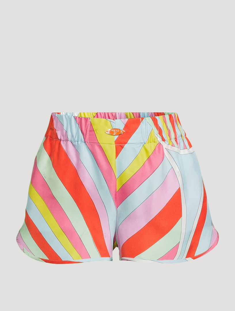 Printed Silk Twill Shorts