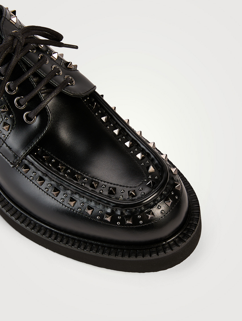 VALENTINO GARAVANI Gentleglam Studded Leather Derby Shoes