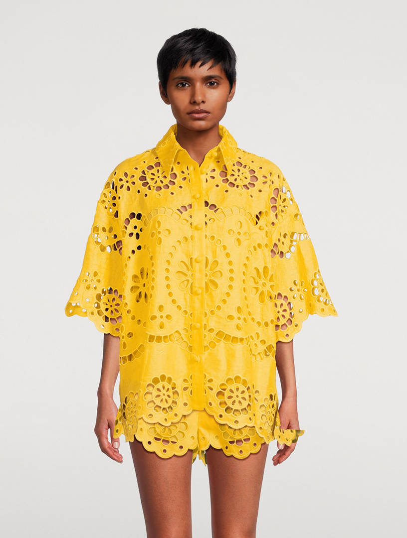 Pop Embroidered Linen Shirt