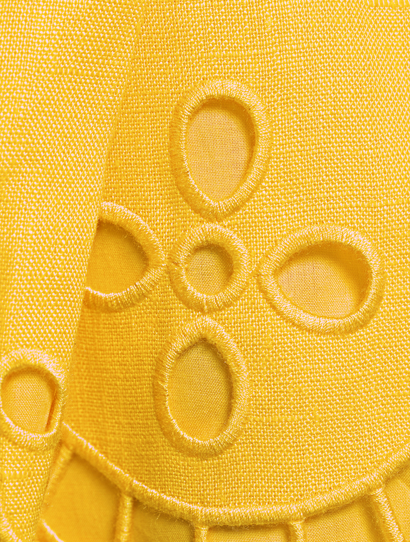 Pop Embroidered Linen Shorts