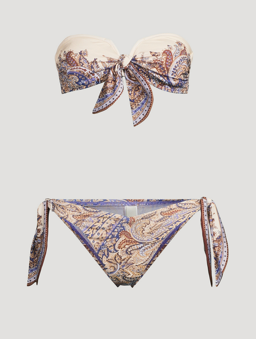 ZIMMERMANN Ottie Knotted Bikini Set In Paisley Print | Holt Renfrew