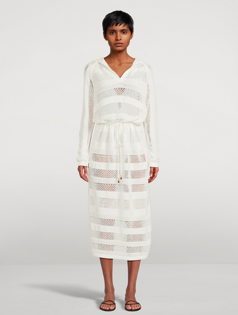 Golden Crochet Midi Dress