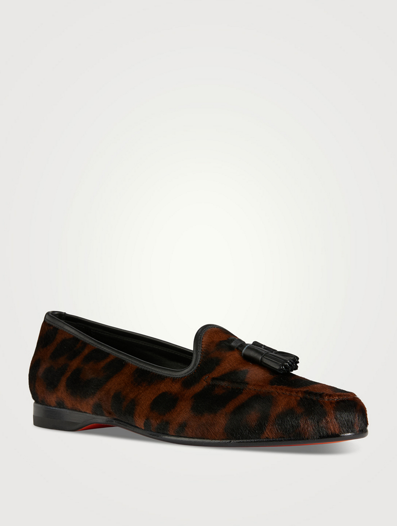 Andrea Calf Hair Loafers Leopard Print