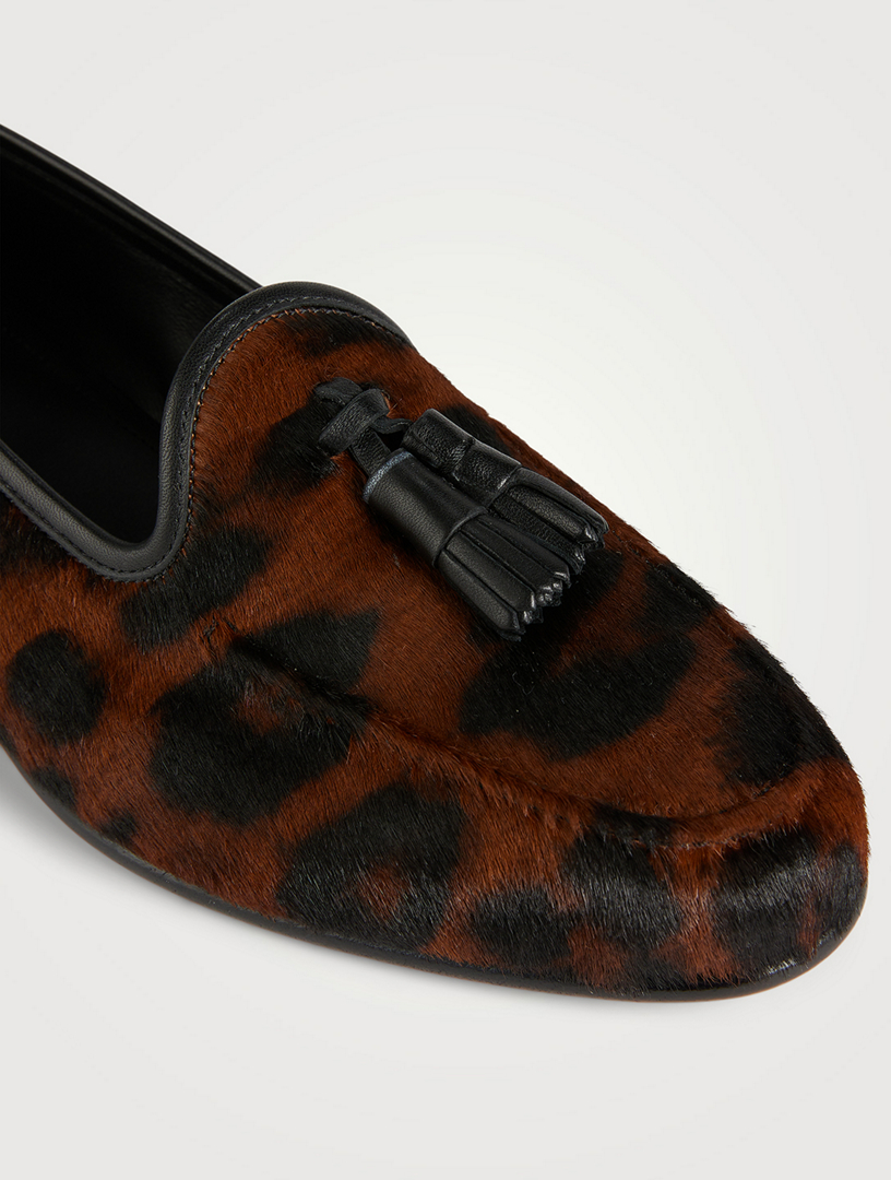 Andrea Calf Hair Loafers Leopard Print