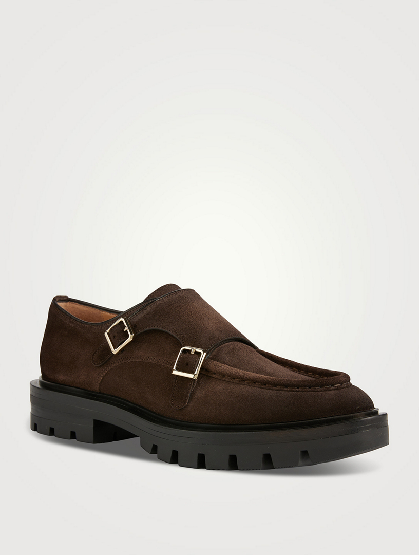 Suede Monk-Strap Loafers